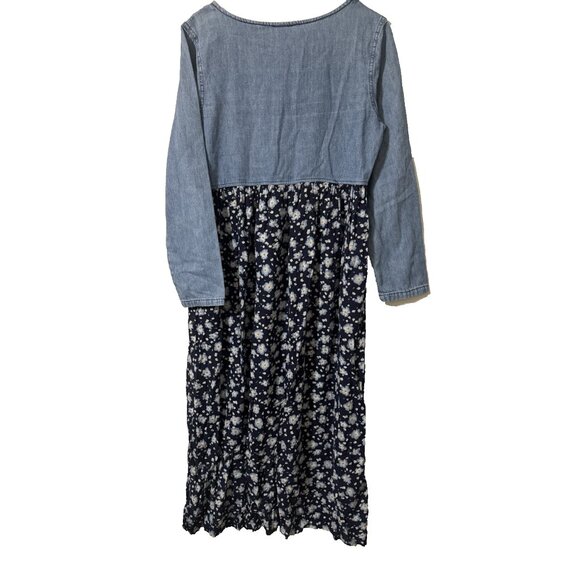 Vintage FR Sport Denim and Floral Midi Dress Size Medium (missing button) - Picture 5 of 7